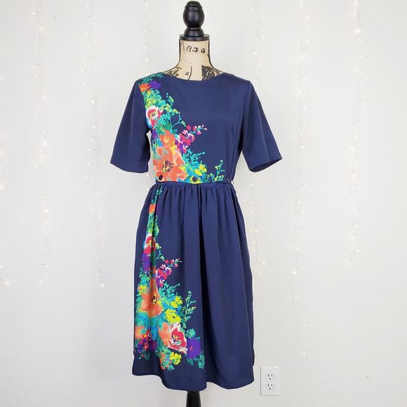 ASOS Dresses & Skirts - Asos Floral Convertible Two Piece Midi Dress Navy
